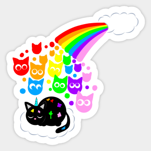 Rainbow kitty rain Sticker